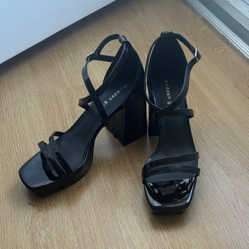 Madden Girl Glossy Black Platform Heels